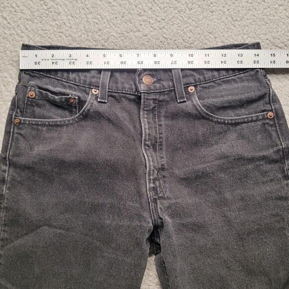 Vintage Levis 955 Shorts Mens 30 Black Denim Faded Cut Off 90s Y2K Distressed - Picture 6 of 8